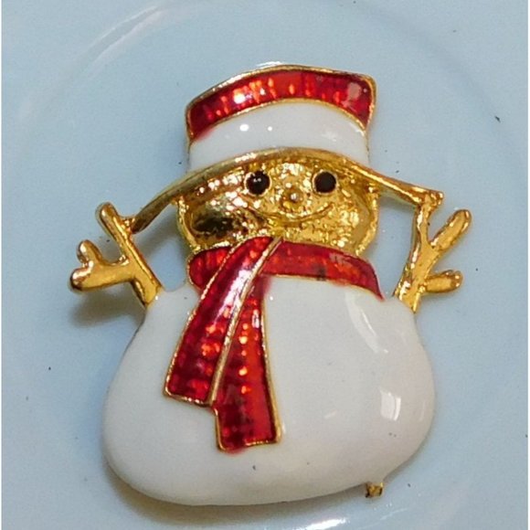 Jewelry - Cute Vintage Snowman Brooch